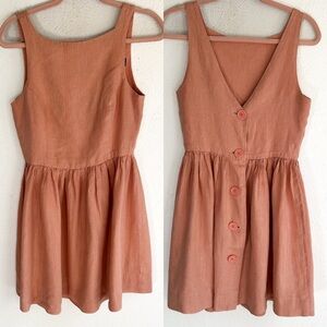 American Apparel Linen Babydoll Dress Terracotta Orange Indie Sleaze Twee Medium